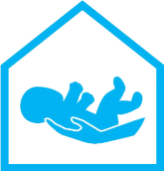 Blue Logo of Baby Placed in Adult Hands