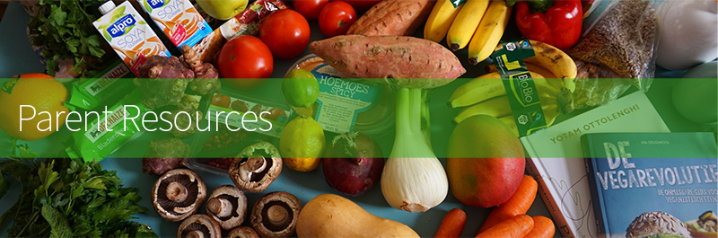 Banner photo of produce with Parent Resources Text overlay