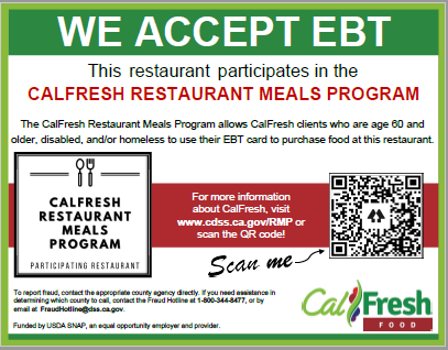 We Accept EBT QR Code for Scanning