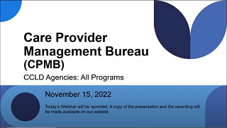 Thumbnail of YouTube video: All Provider Webinar 11/15/22