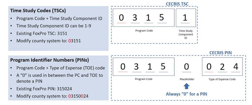 Screenshot of CECRIS Time Study Codes and Program Identifier Number