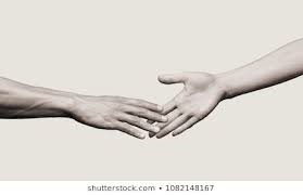 Hands reaching for each other