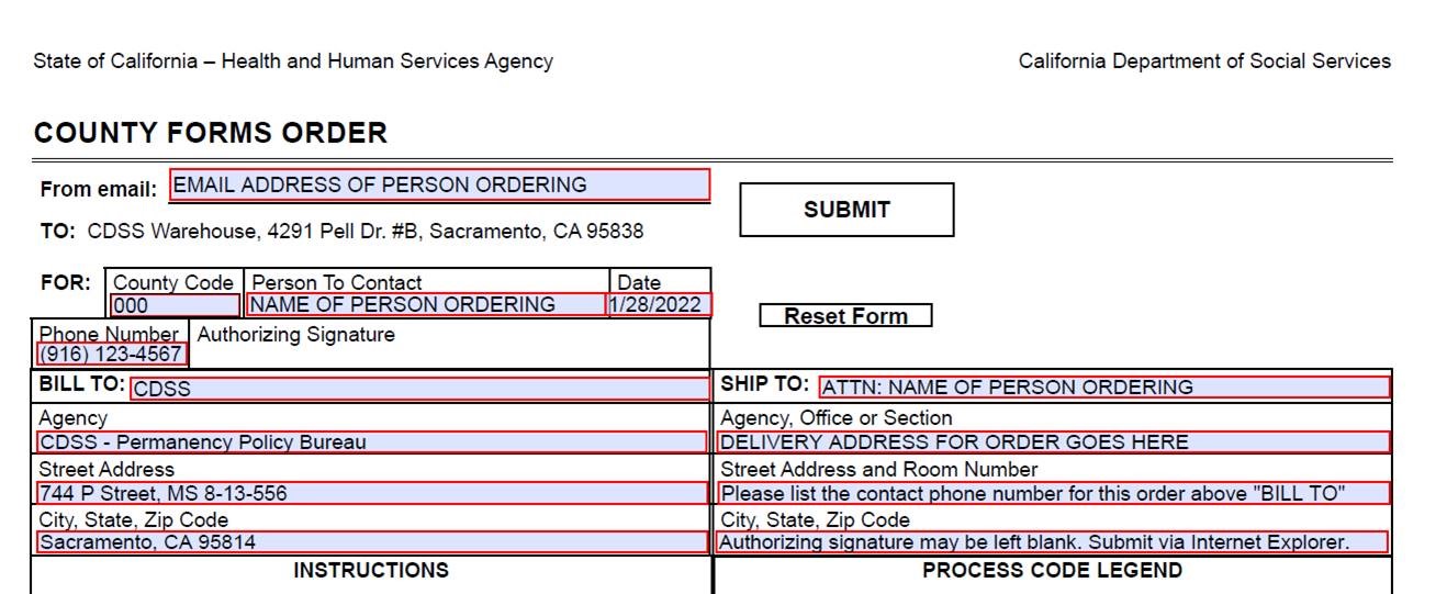 Thumbnail size image of County Forms Order PDF