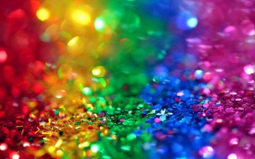 Close up of rainbow colored glitter