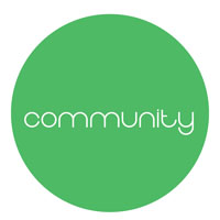 Community text in a green circle