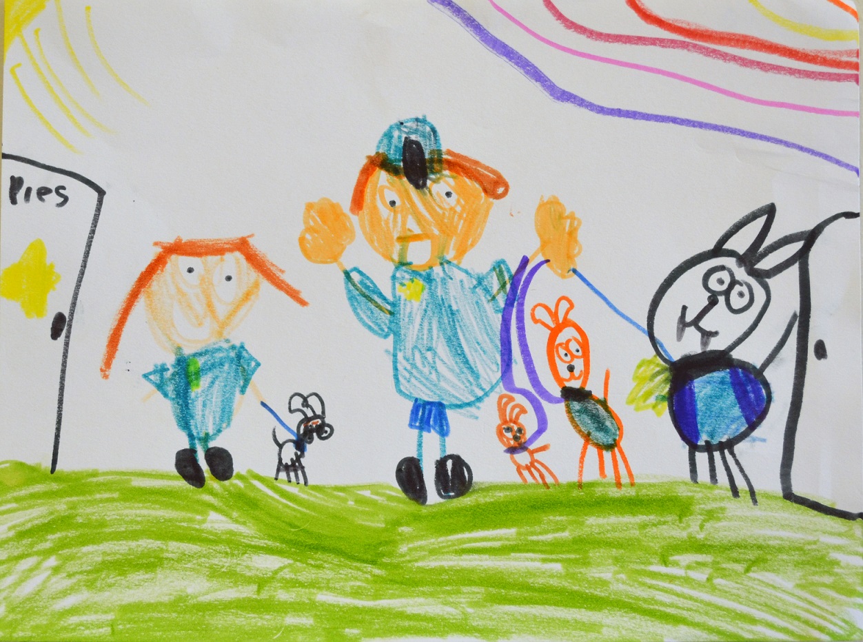 DSC_0048 Kid Drawing of people with dogs
