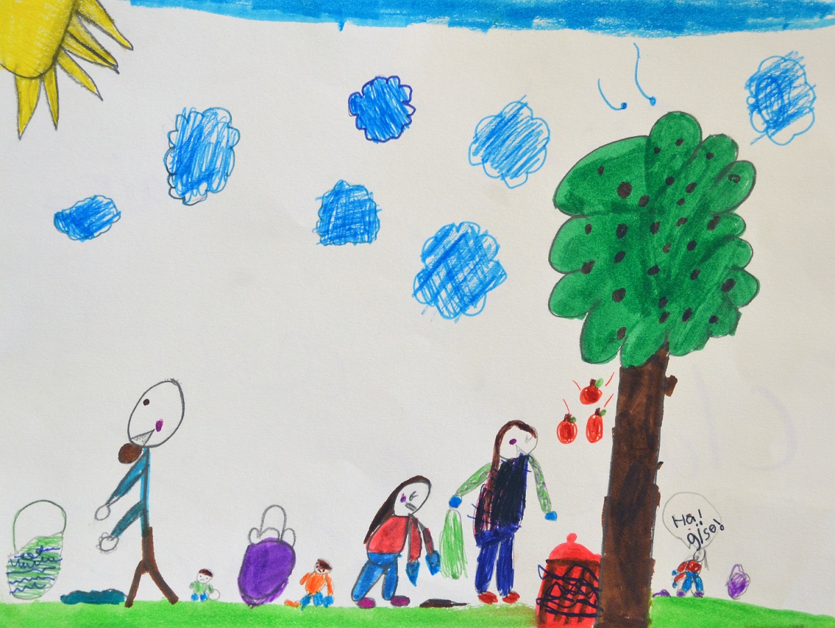 Kid Drawing of People Outside