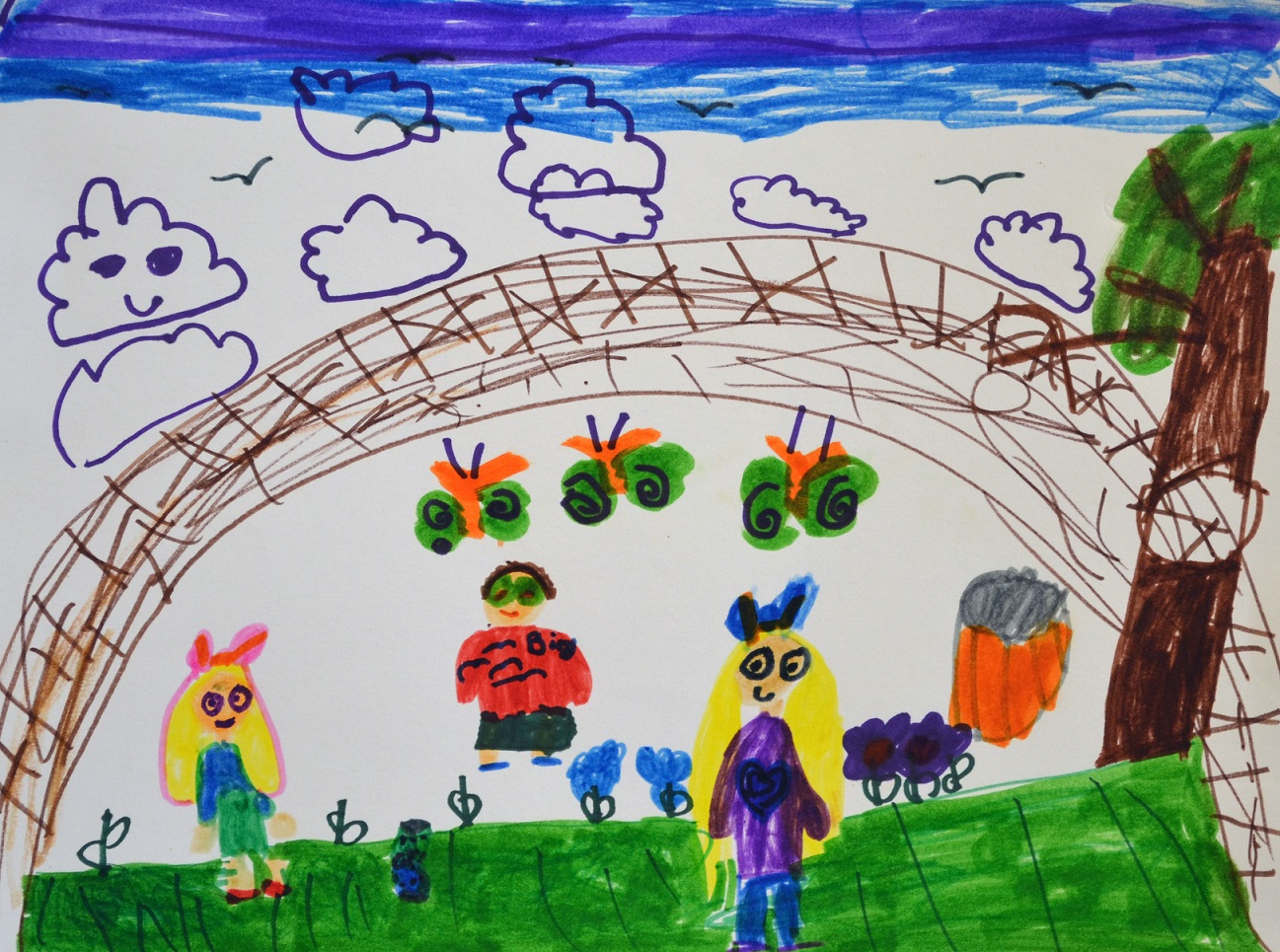 Kid Drawing of people outside