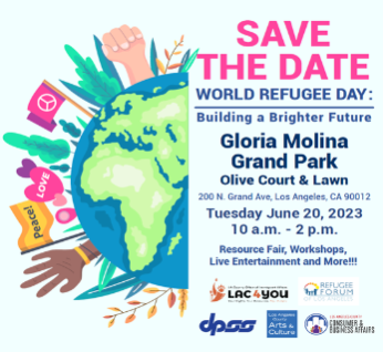 Los Angeles World Refugee Day 2023 flyer