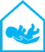 Blue SSB logo of an adult hand holding a baby in the outline of a home