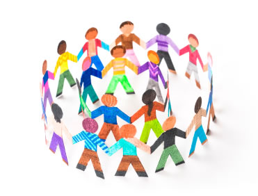 Paper Doll style Children Holding Hands