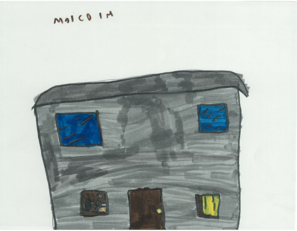 Kids' drawing of the outside of their house