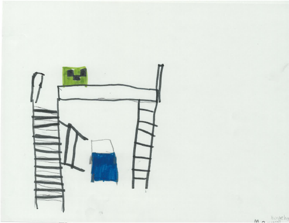 Kids' drawing of their bunk bed