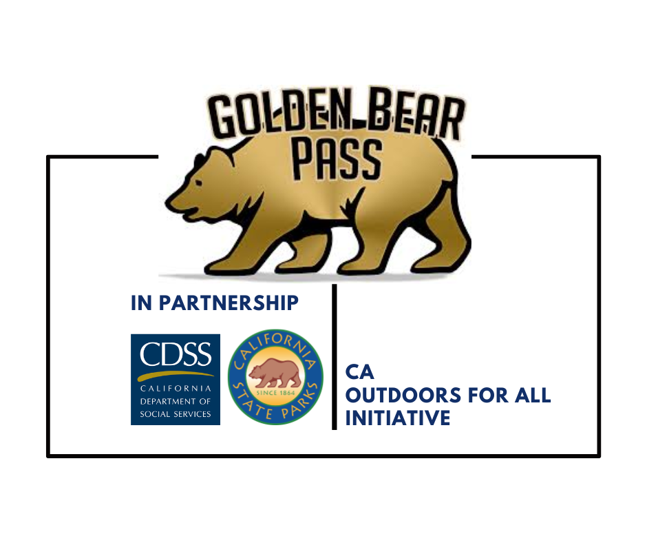 Circle featuring logos of California State Parks (above) and CDSS logo (below) in partnership