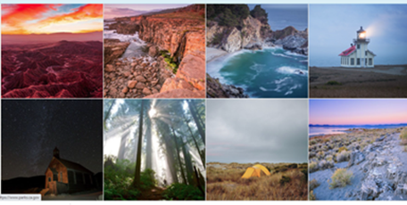 Collage of 8 pictures of different state parks Collage of 8 pictures of different state parks